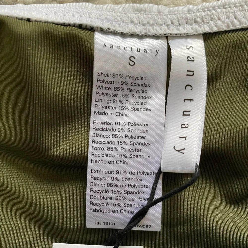 Sanctuary Block Party Wrap Hipster Swim Bottom Black White Green NEW - Picture 6 of 10